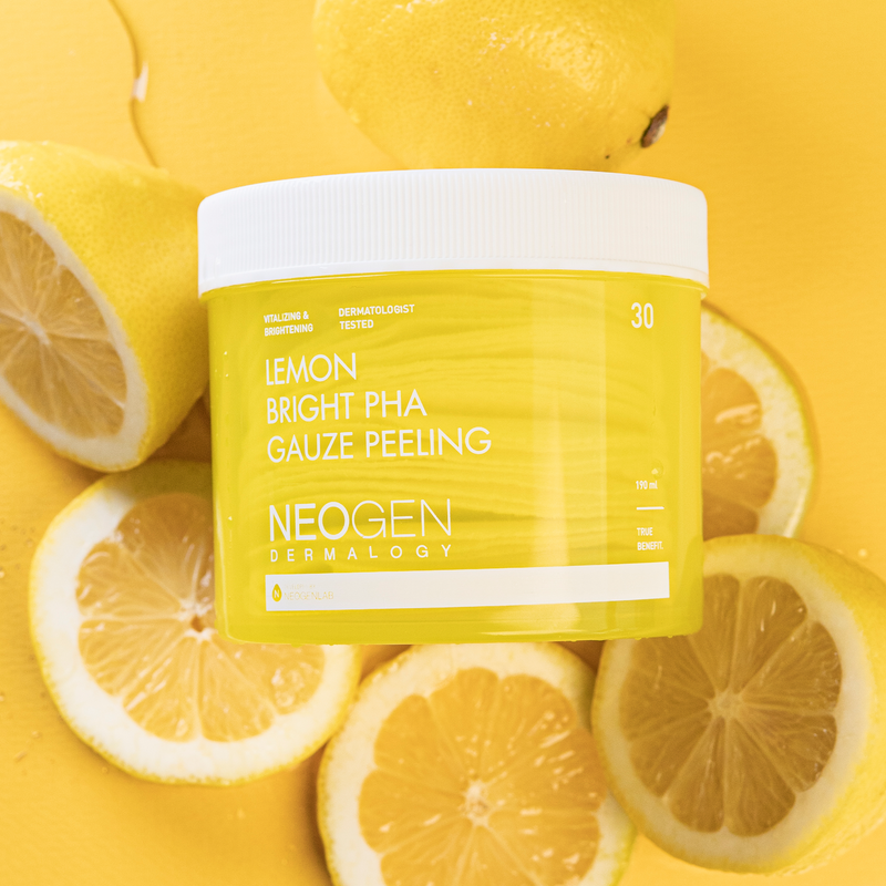 [NeoGen] DERMALOGY LEMON BRIGHT PHA GAUZE PEELING 190ML (30 PADS)