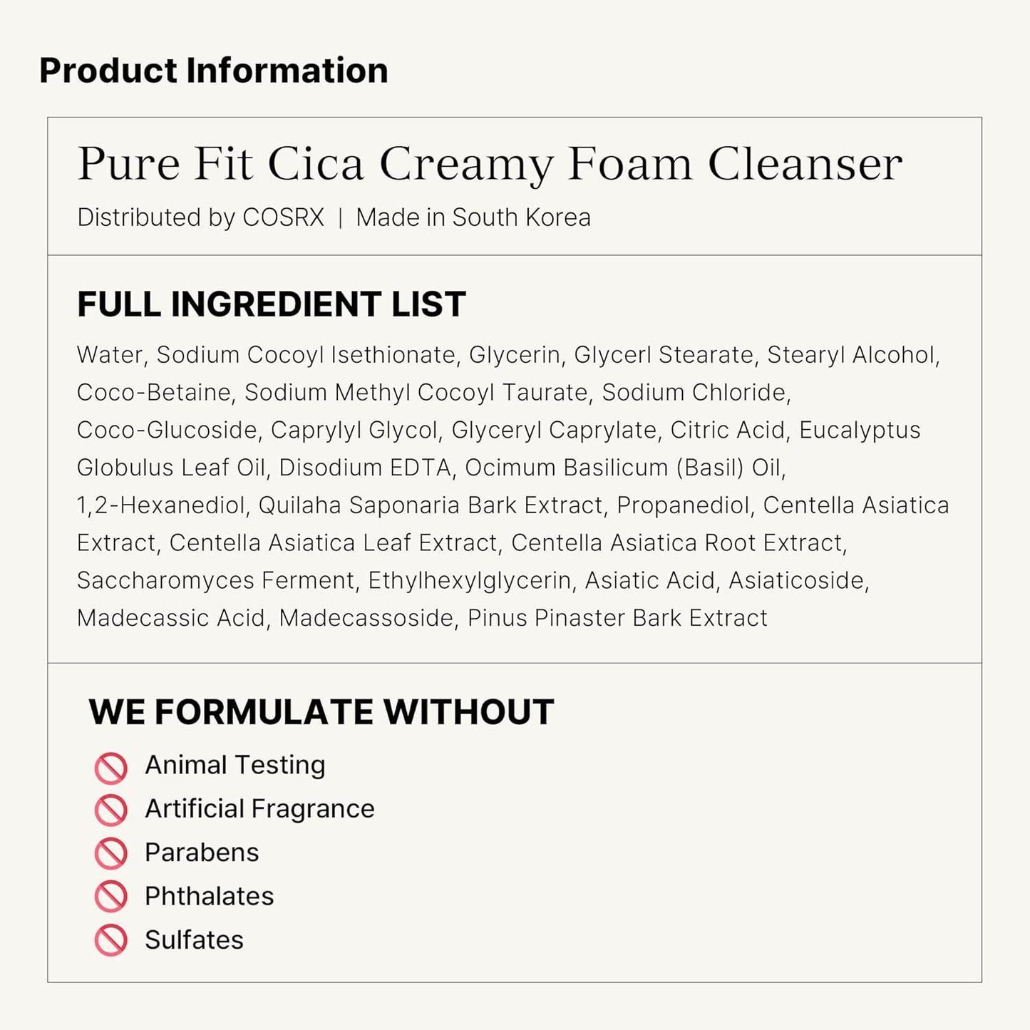 [Cosrx] Pure Fit Cica Creamy Foam Cleanser 150ml