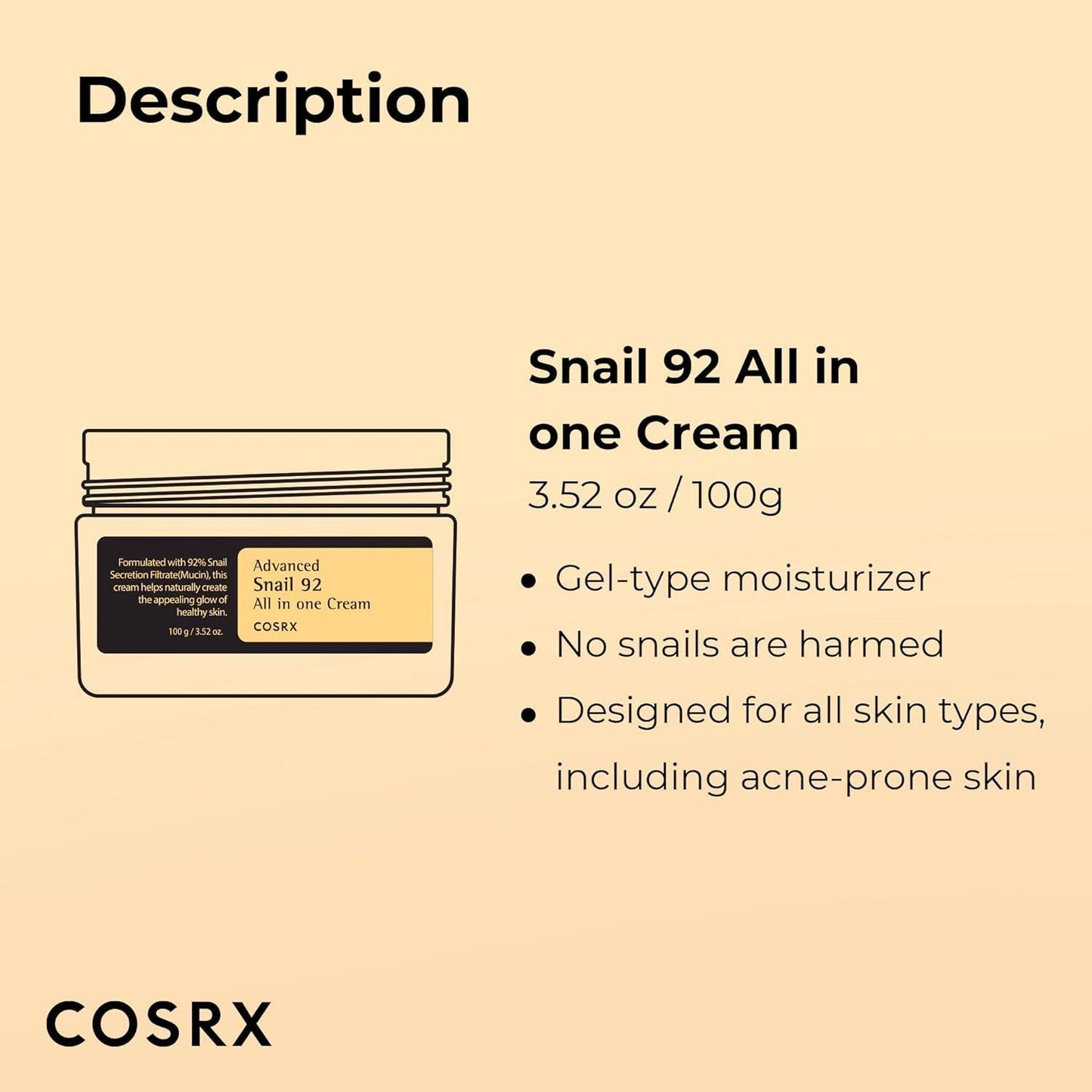 [Cosrx] Advanced Snail 92 All in one Cream 100ml