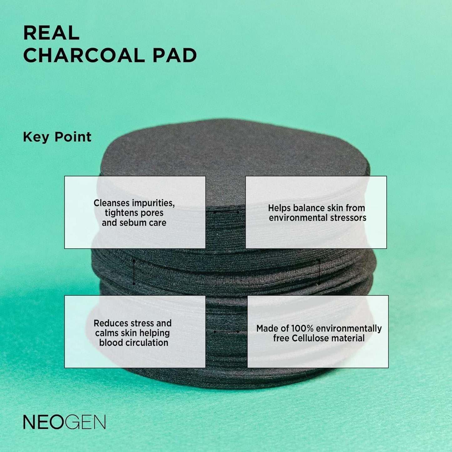 [NeoGen] DERMALOGY REAL CHARCOAL PAD 150ML (60 PADS)