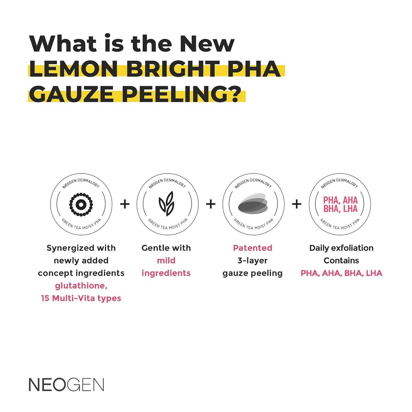 [NeoGen] DERMALOGY LEMON BRIGHT PHA GAUZE PEELING 190ML (30 PADS)