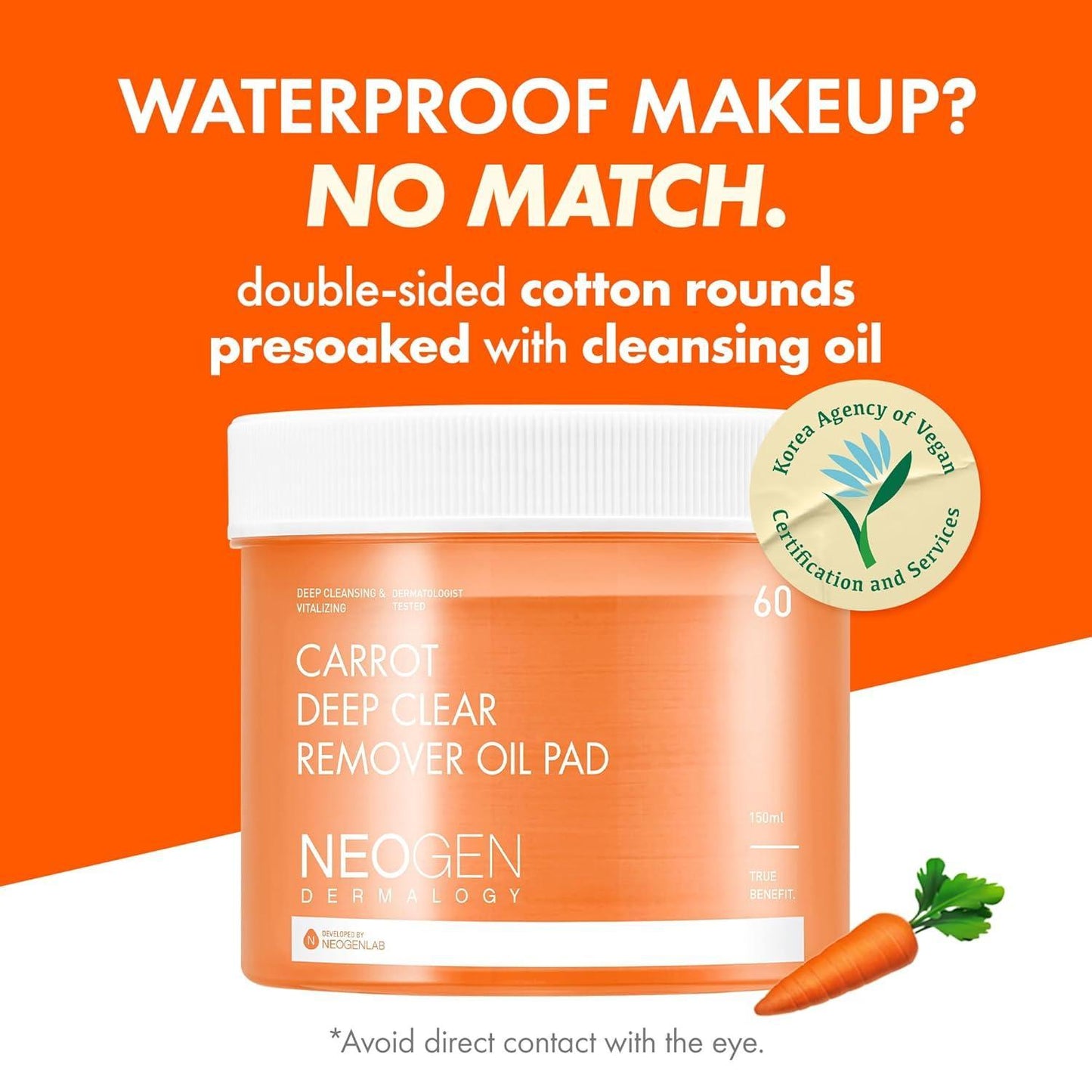 [NeoGen] DERMALOGY CARROT DEEP CLEAR OIL PAD 150ML (60 PADS)