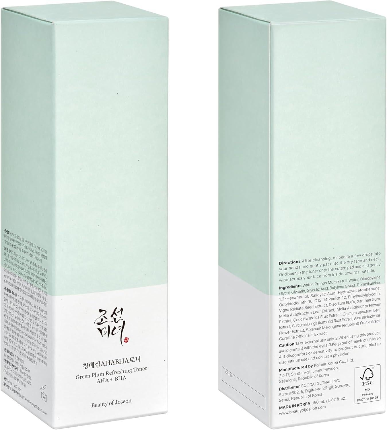 [BeautyOfJoseon] Green Plum Refreshing Toner : AHA + BHA 150ml