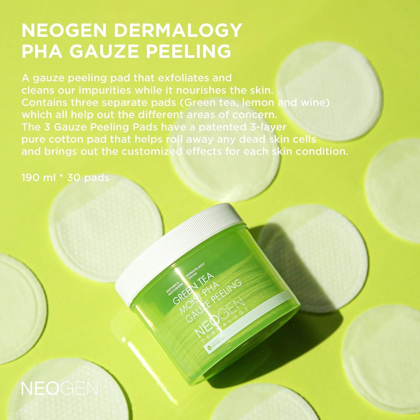 [NeoGen] Green tea moist PHA Gauze peeling 30Pad